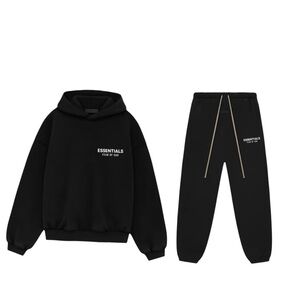Essentials Fear of God Black Hoodie & Sweatpants Set SS24 | XXS-XXL